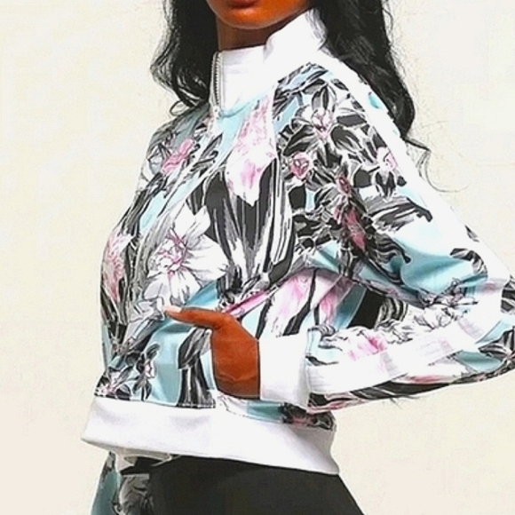 NIKE VIBRANT HYPER Floral Print Women's ATHLETIC BOMBER Jacket XS - Picture 1 of 9